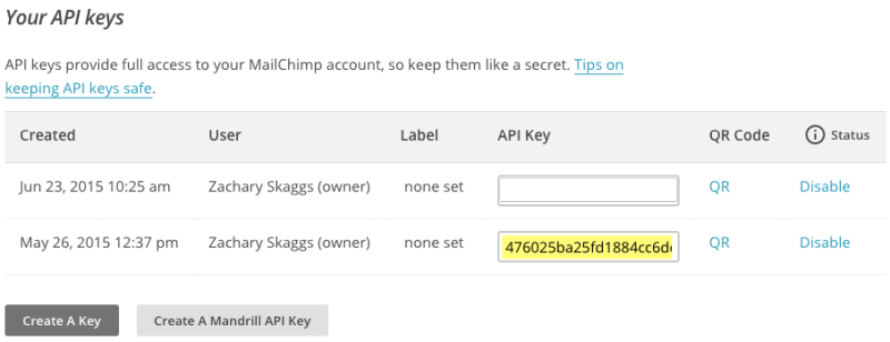 Getting Mailchimp API Key