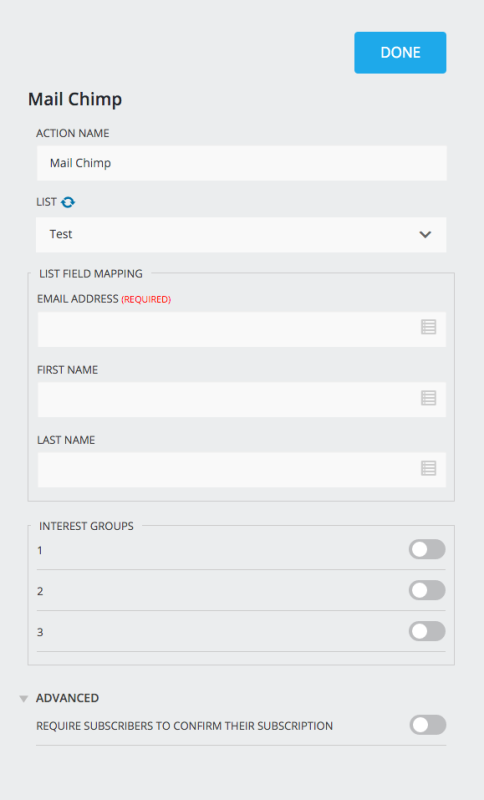 MailChimp settings in Ninja Forms