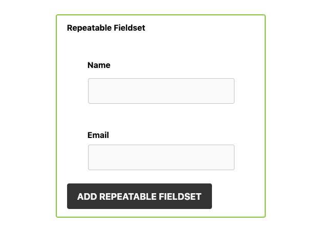 repeater field containing a name and email field