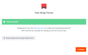 ninja forms video responses successful zapier linkage test