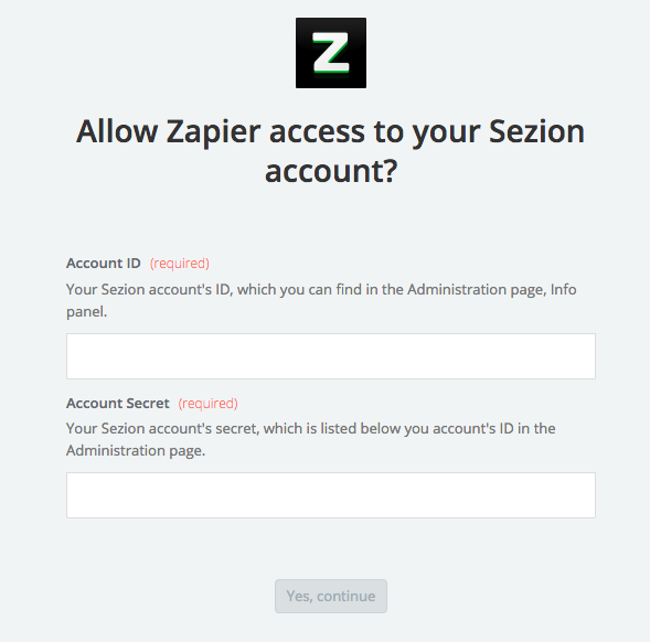 ninja forms video responses- syncing sezion account to zapier via sezion account codes