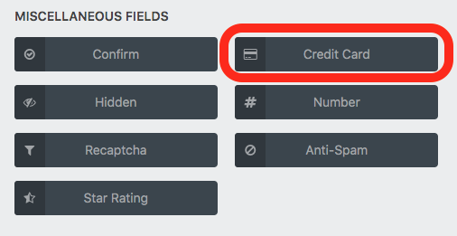 image of credit card field in ninja forms field window