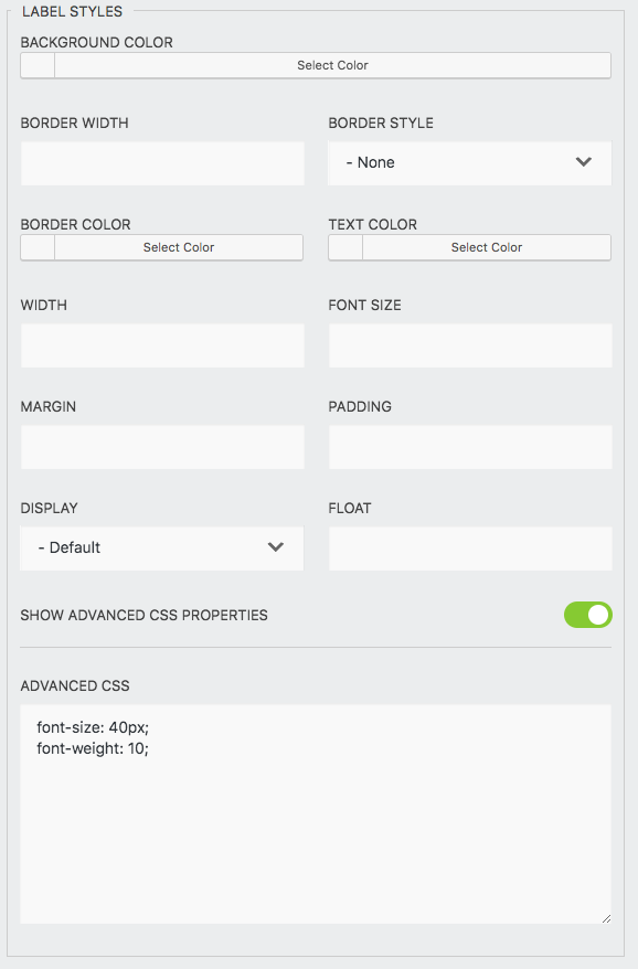 add custom css to wordpress forms via the Layout and Styles add-on
