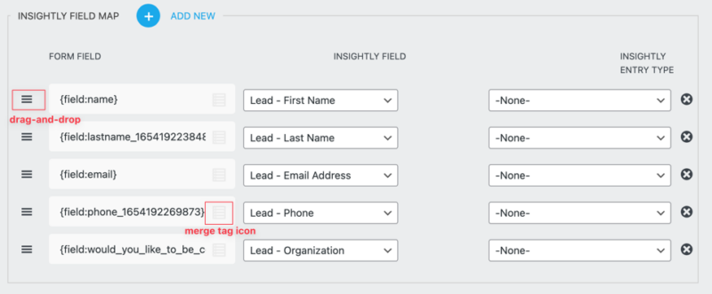 Insightly Leads Field Mapping