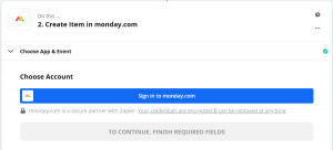 authorize monday.com account in zapier