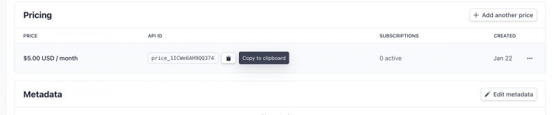 Stripe Recurring Pricing options in the Stripe account