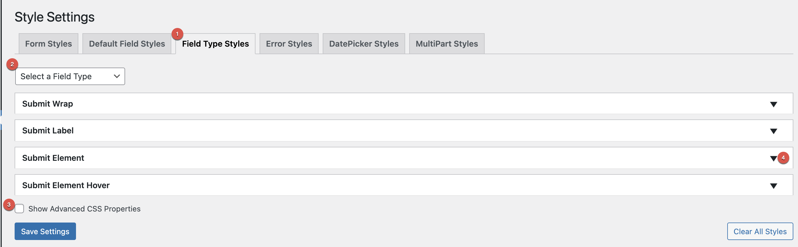submit button styles menu 