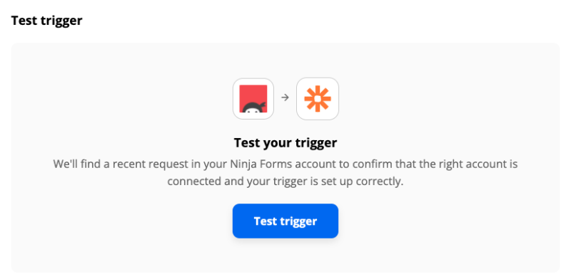 Test trigger button for Zapier