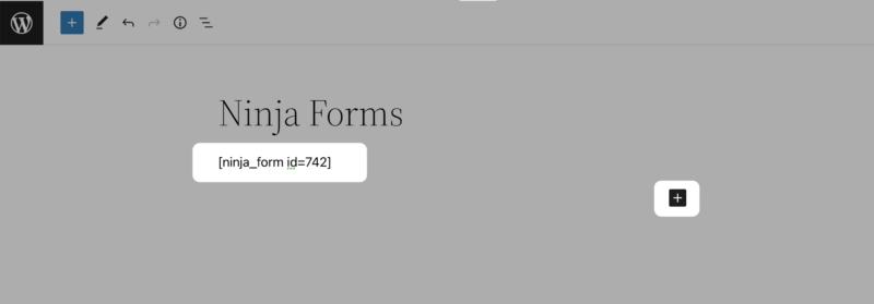 Ninja Forms WordPress shortcode on page