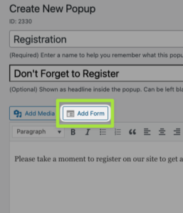 add form button within popup maker