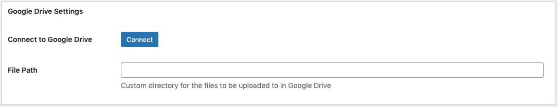 connect button to upload files to google drive