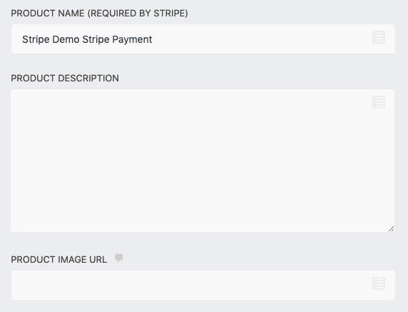 stripe plugin for wordpress product details fields in the Stripe forms action settings